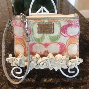 Authentic Coach Monogram Poppy Wristlet